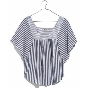 Madewell striped square neck flutter sleeve top - Size Large